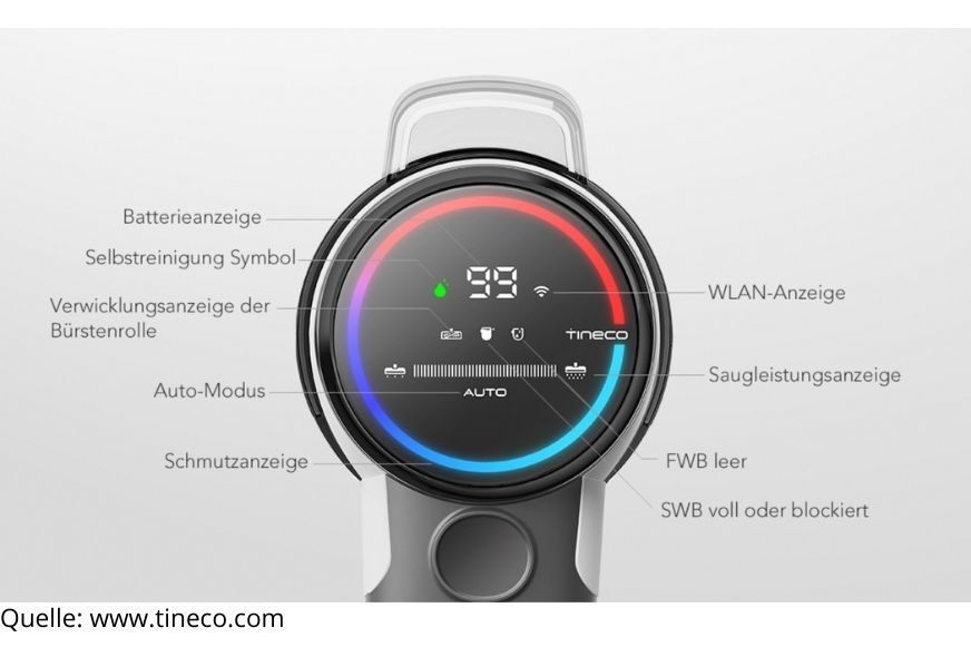 Das Display des Tineco Floor One S3